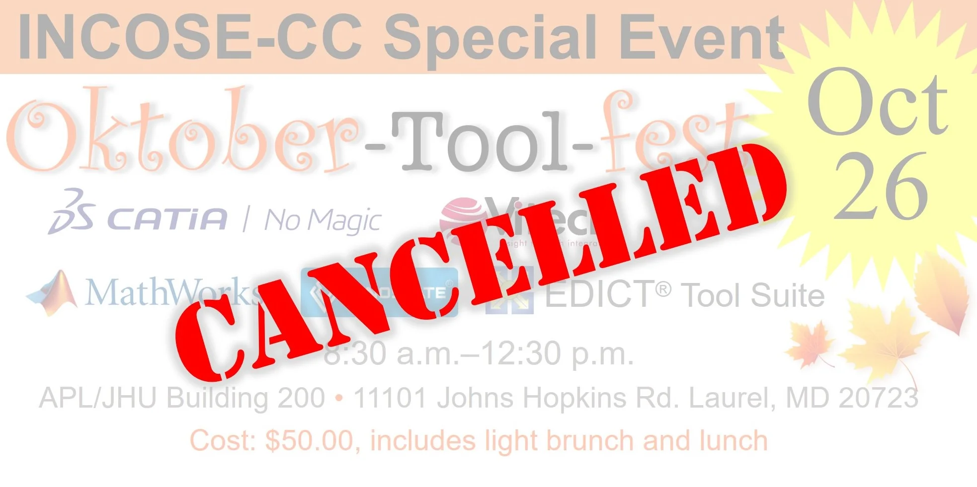  Systems Engineering Oktober-Tool-fest for Oct 25 and 26 is being Postponed