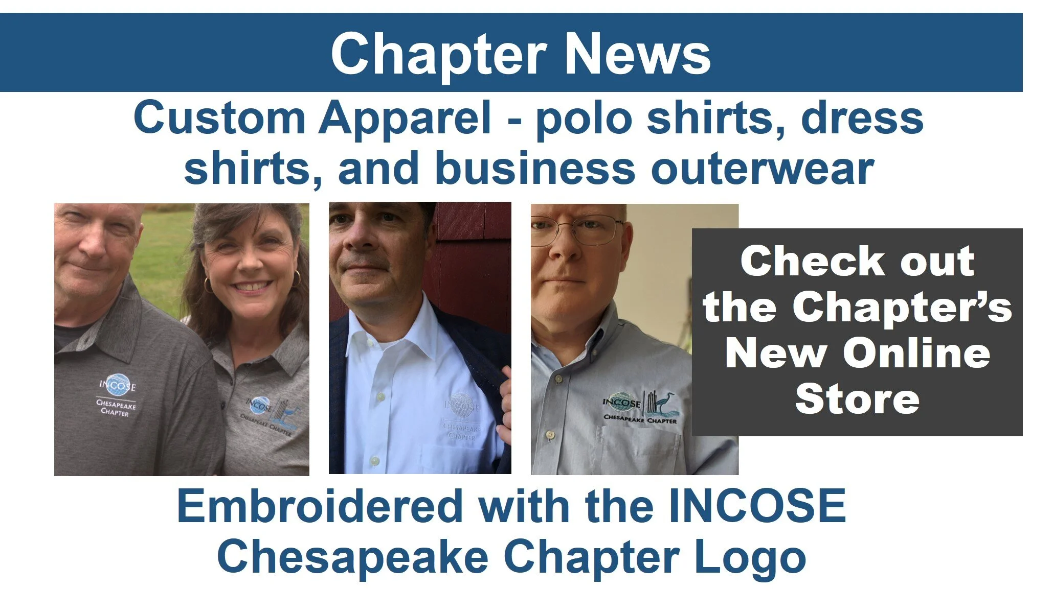 New INCOSE Chesapeake Chapter Store for Logo Apparel