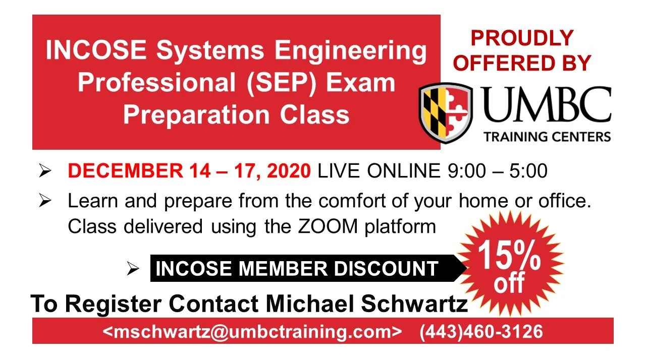 UMBC Training Centers INCOSE SEP Exam Preparation Course