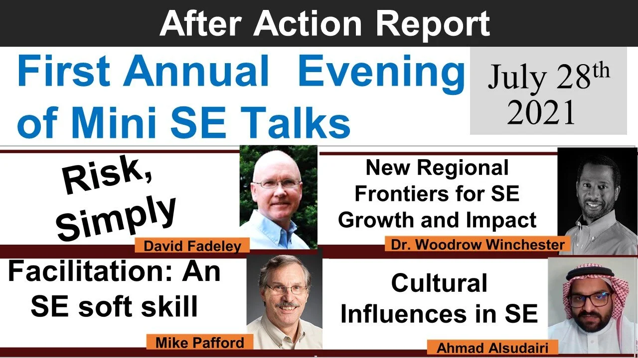 2021-07-28: First Annual  Evening of Mini SE Talks