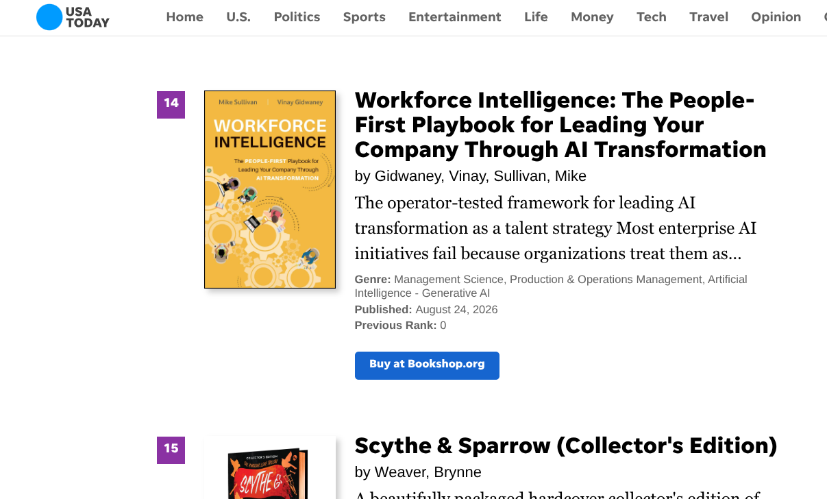 Workforce Intelligence is a USA Today Bestseller