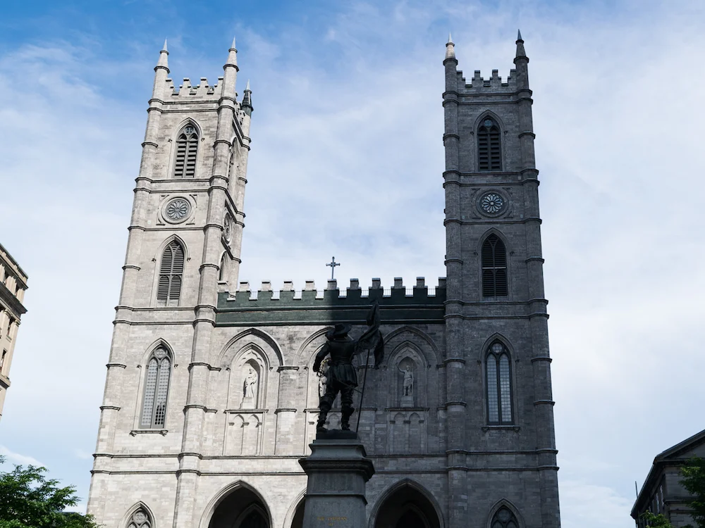 Notre Dame Basilica Montreal with Light and Dark Shadow