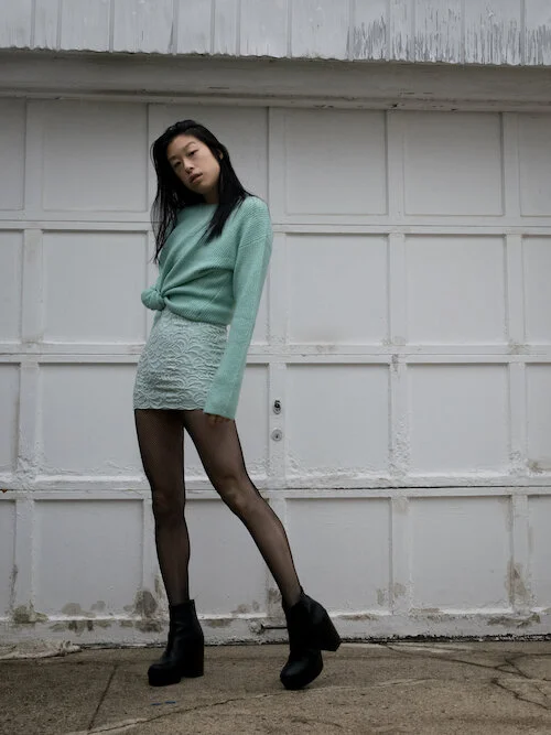 Monochrome Mint Green Sweater Challenge Outfit