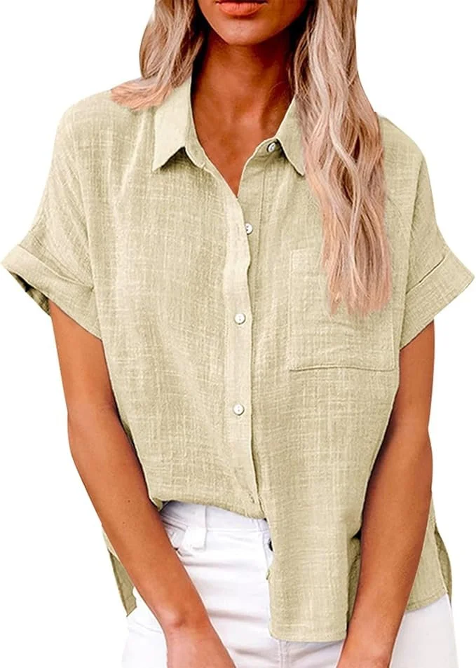 Green Linen Short Sleeve Shirt - $9.84