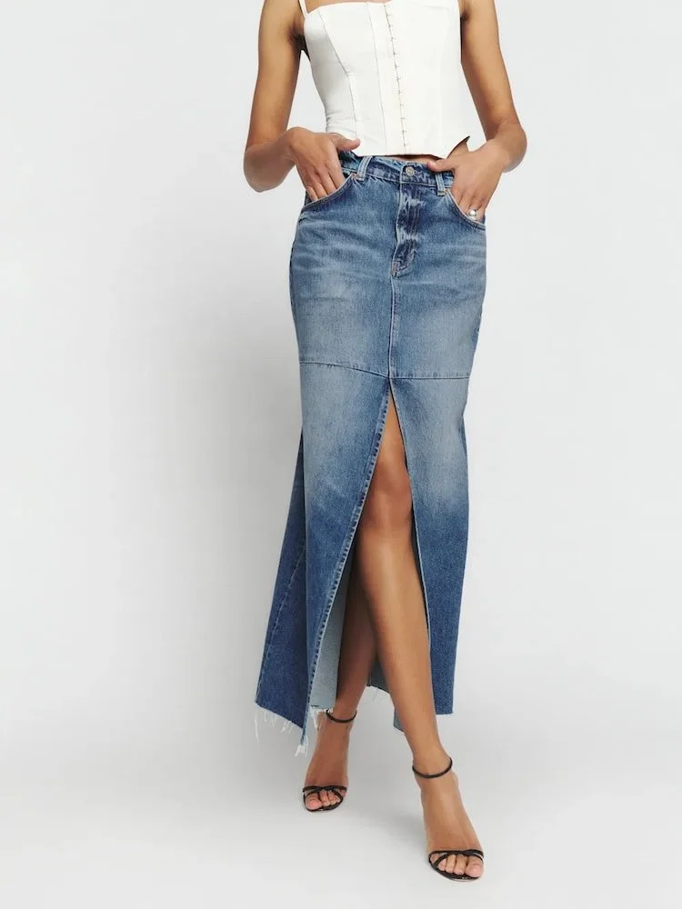 Maxi Denim Skirt - $188