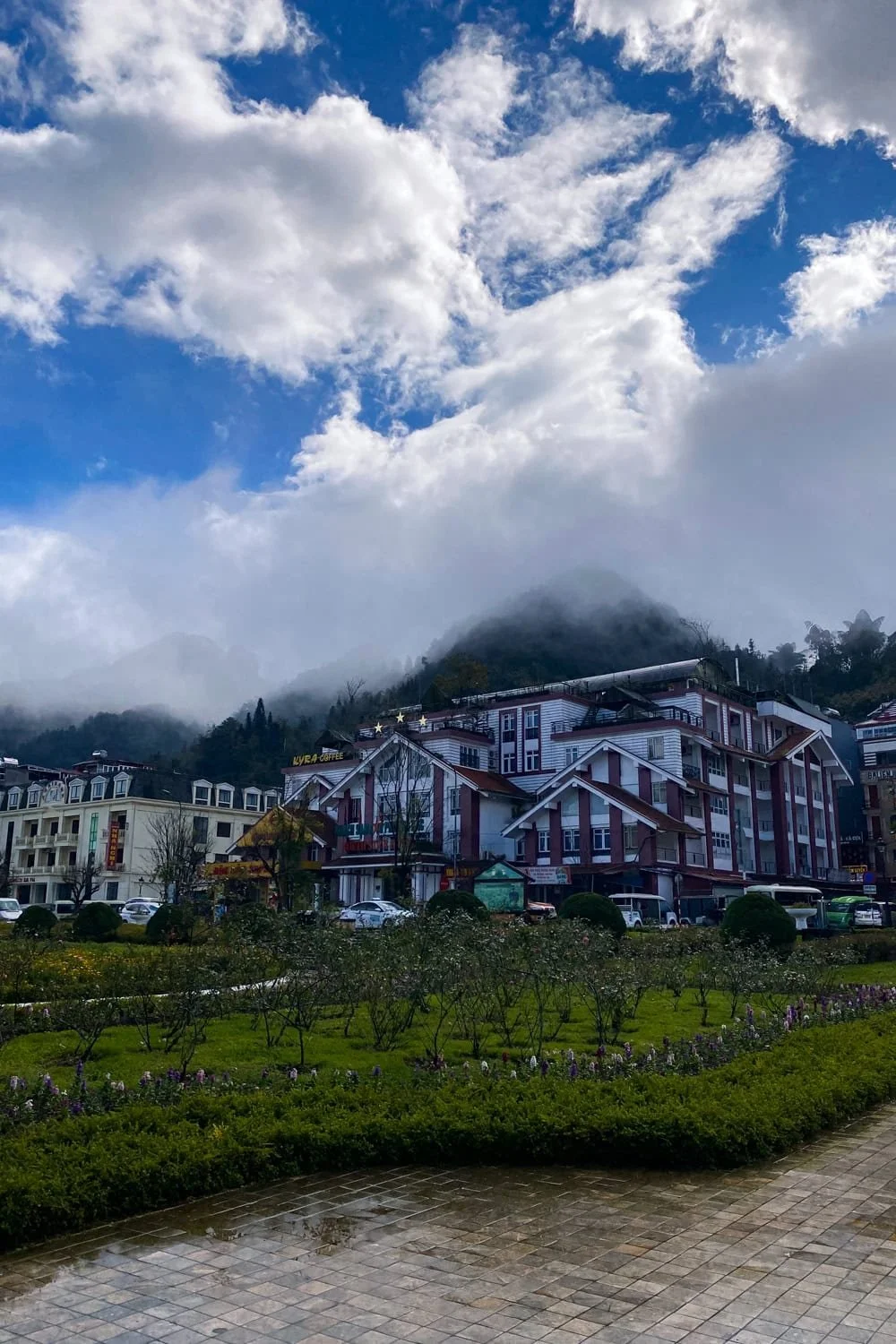Colonial French resort buildings in Sapa.