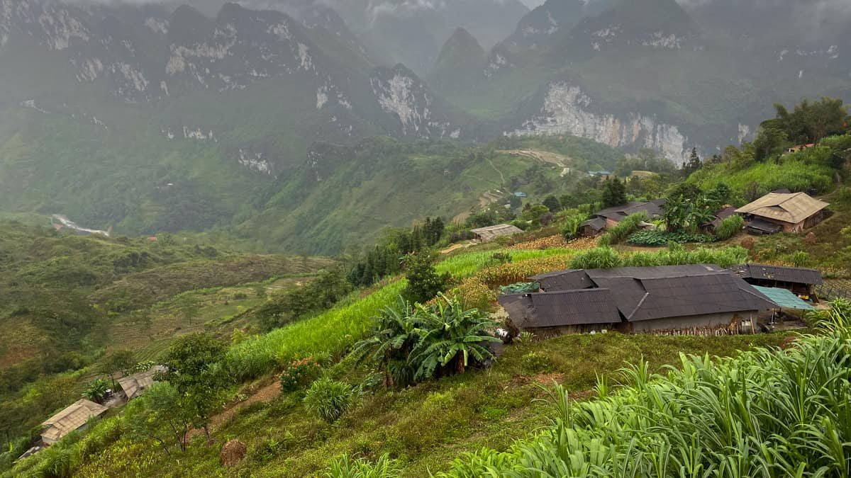 Wooden hut in the mountains of Ha Giang, Vietnam