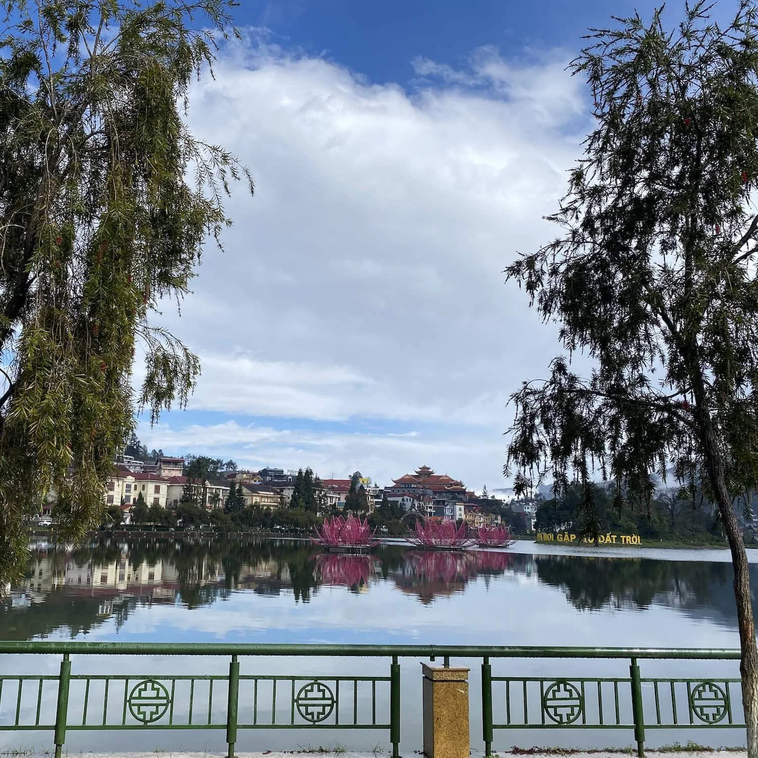 View of Sapa lake from Sapa Town on a clear day.