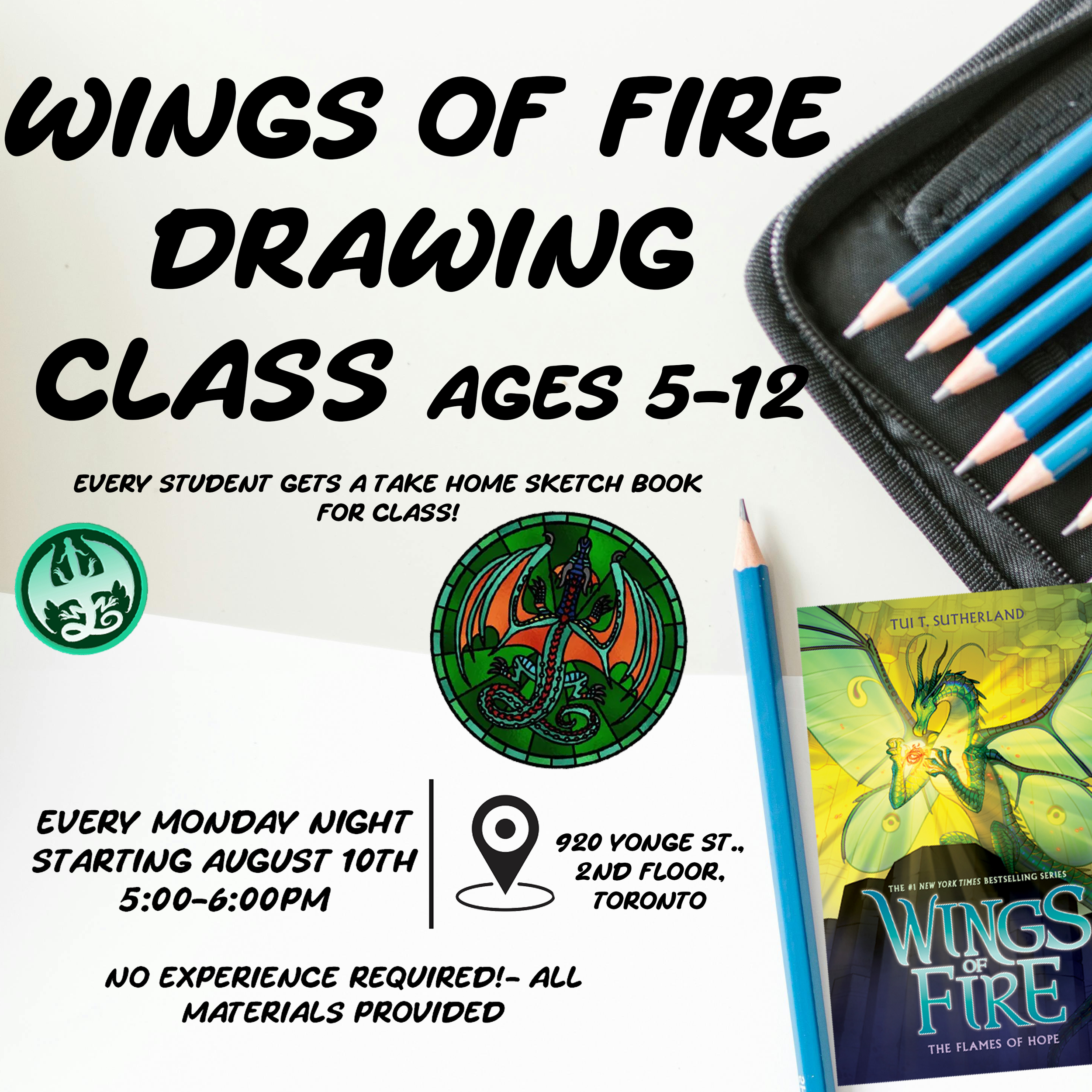 Wings of Fire 4 week Drawing Class- Ages 5-12 - 6pm