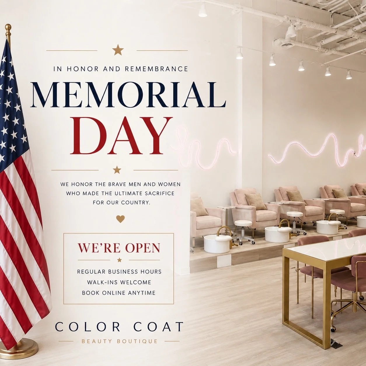In honor and remembrance 🇺🇸
We&rsquo;re open on Memorial Day &mdash; Regular Business Hours