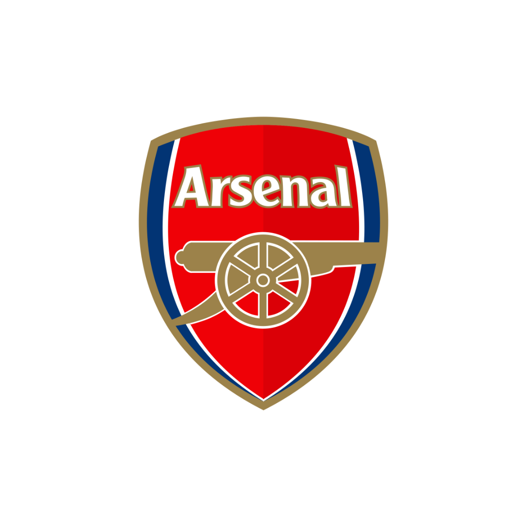 The Arsenal Football Club crest featuring a red shield with a gold cannon and the word 'Arsenal' in white letters.
