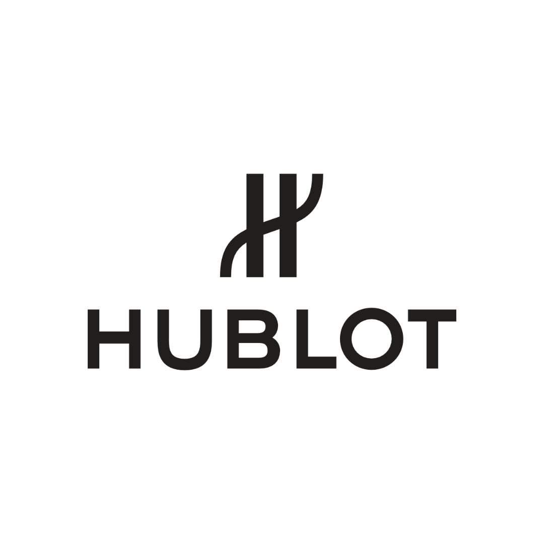 Hublot logo with stylized 'H' symbol above the word 'HUBLOT' in black text.