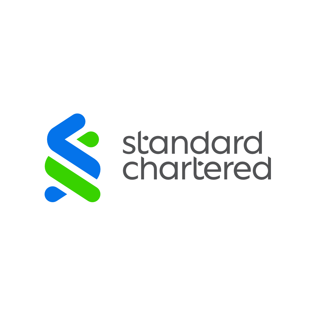 Standard Chartered logo with a stylized blue and green emblem and the company's name in lowercase gray letters.