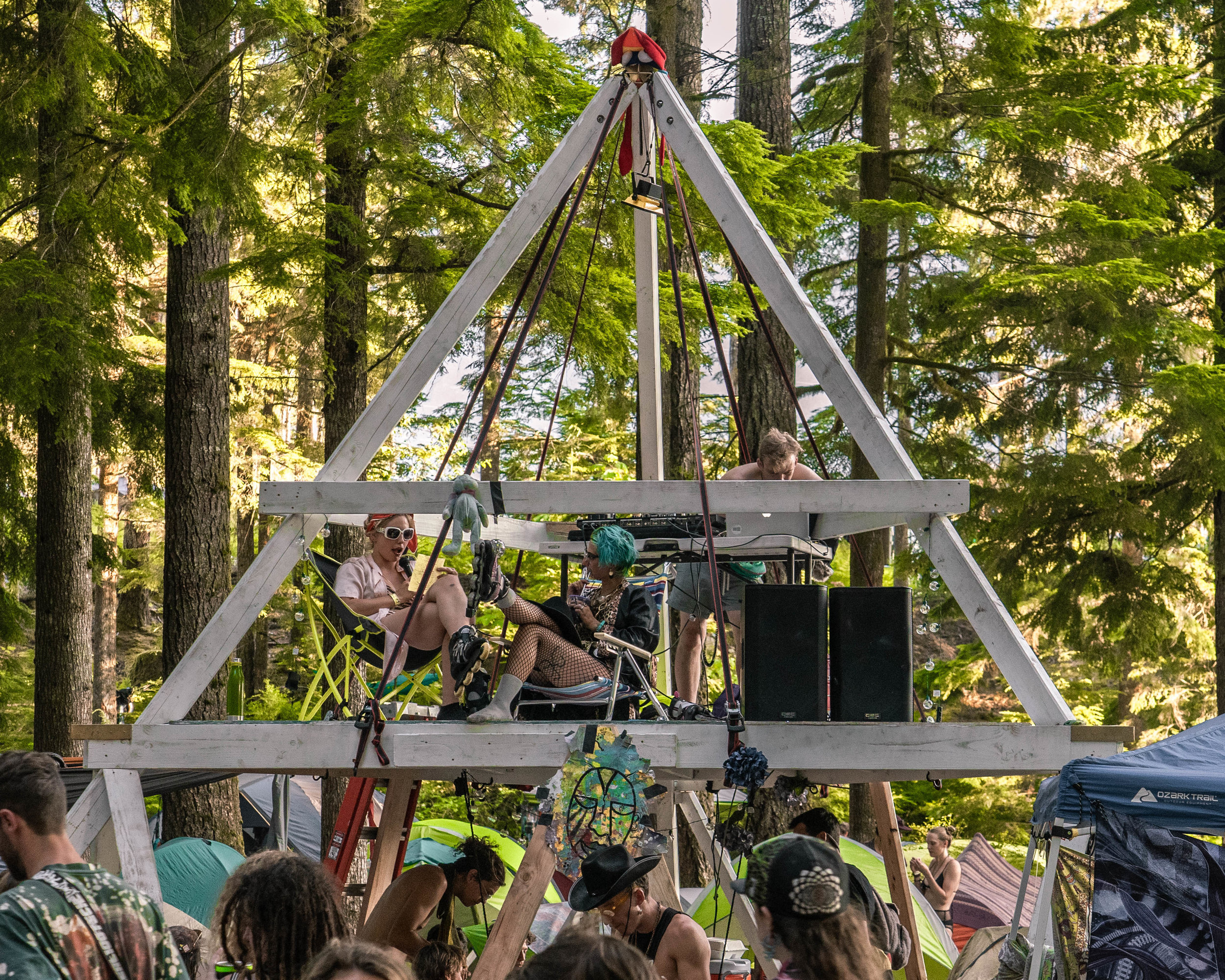  These industrious campers brought, assembled, and held court from their own tetrahedron. 