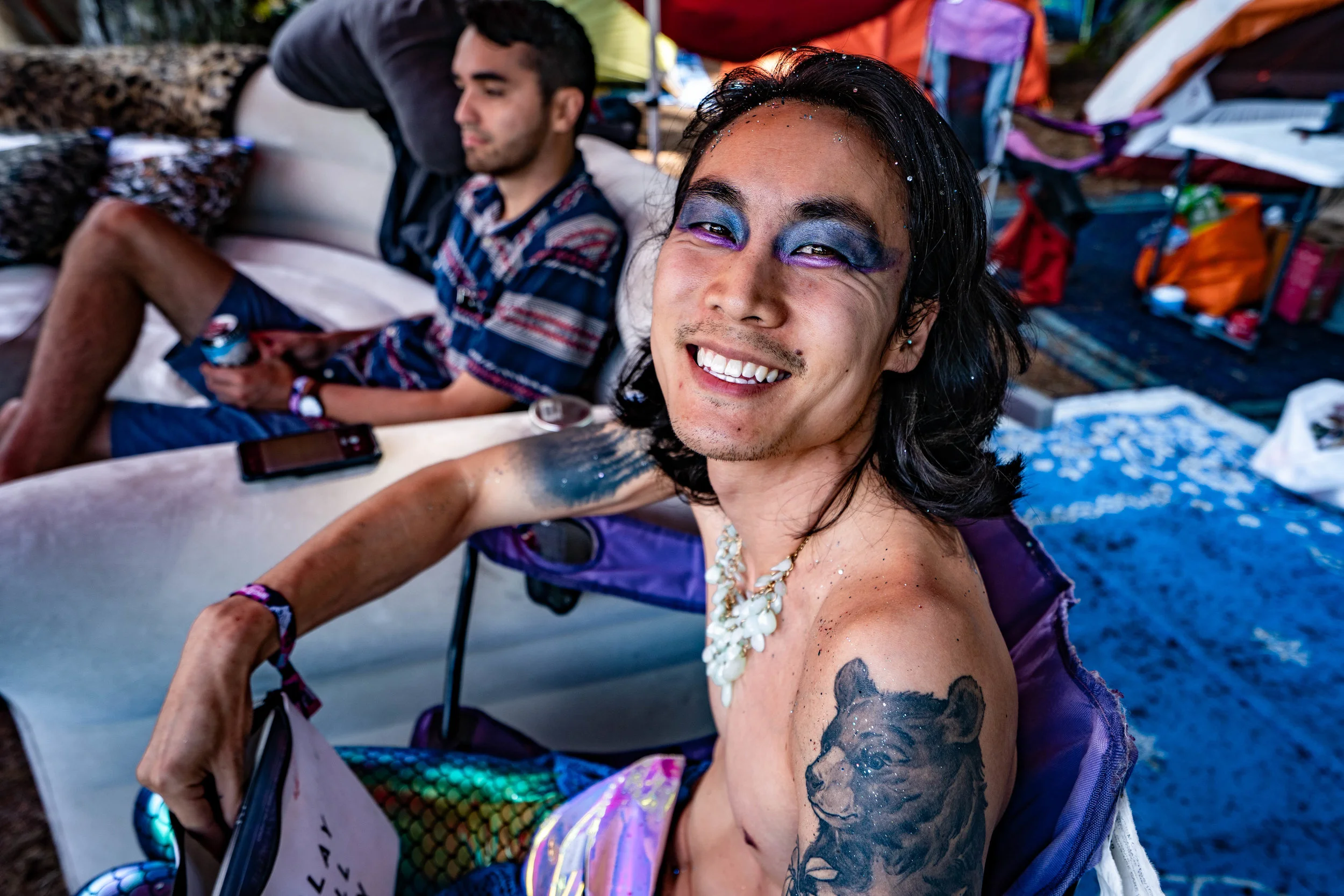  A merman prepares for the evening. 