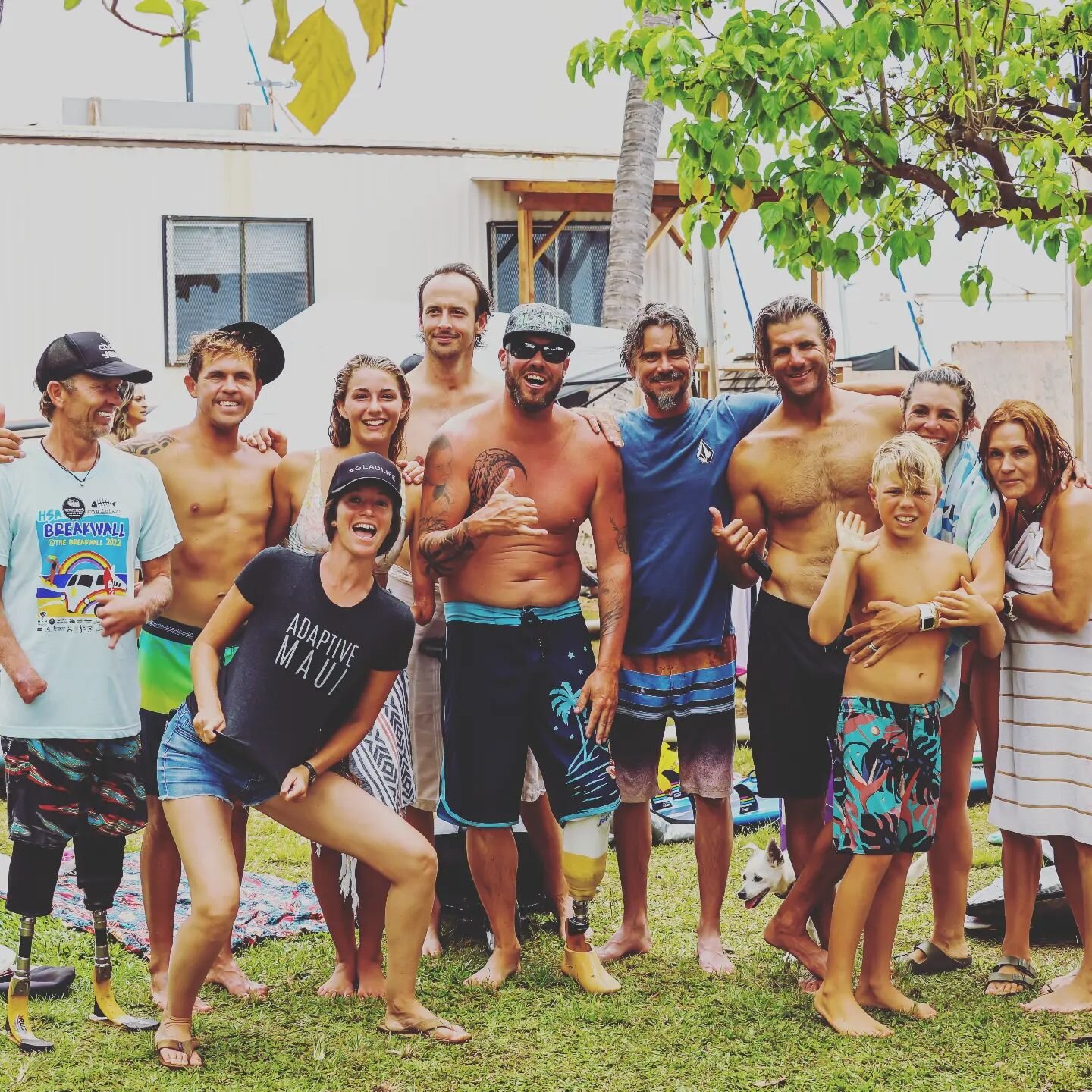 It really does feel like family sometimes. Always adding to the crew. Get in here! This was at our last @hsamaui #Surf contest at Lahaina Harbor. (ID: some of our  ohana gathered together, smiling and posing for the camera) #KeleaCrew #AdaptiveSports