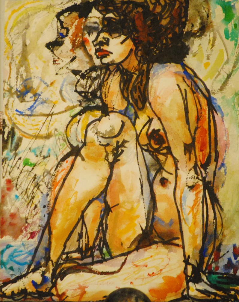 seated nude with one bent knee	