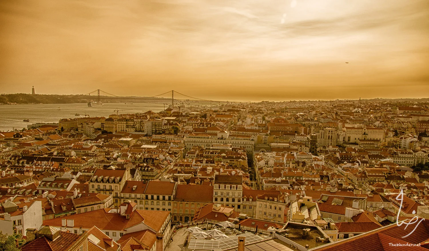 Lisbon cityscape at sunset