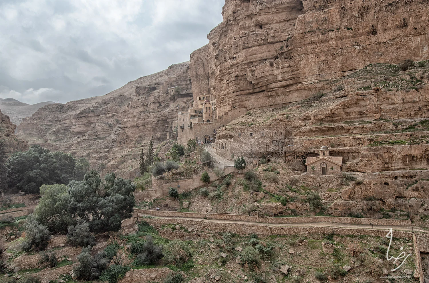 Monastery of St. George of Choziba, Wadi Qelt The Monastery was established in 420CE. The Monastery is associated with the parents of Virgin Mary and holds the relics of three Eastern Orthodox saints, making it a site of intense pilgrimage.