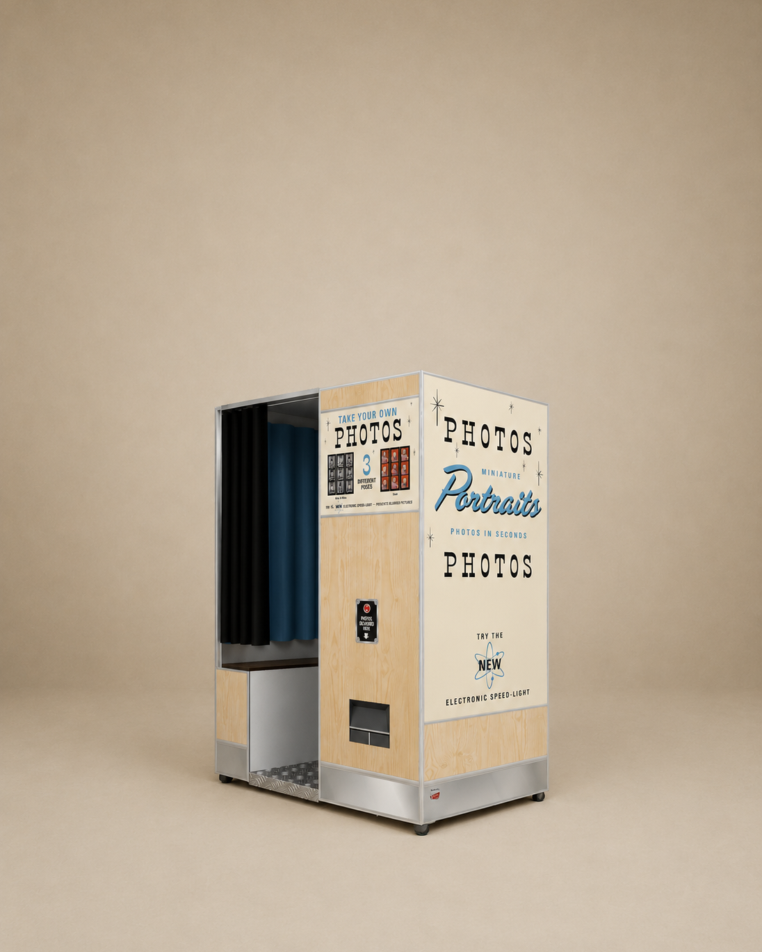 PhotoWorks Model 13 photo booth on a light background