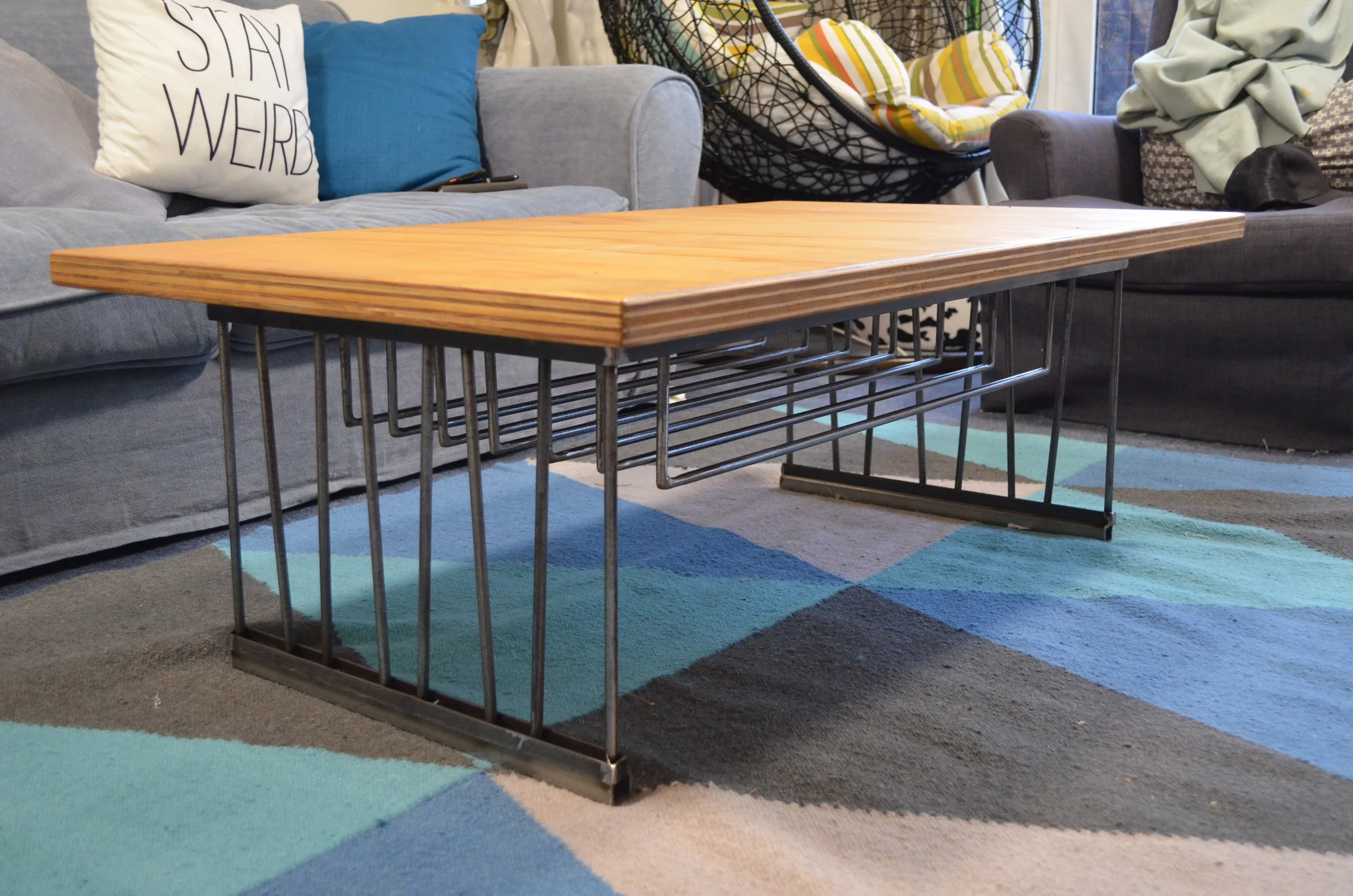 Steel coffee table with ply top