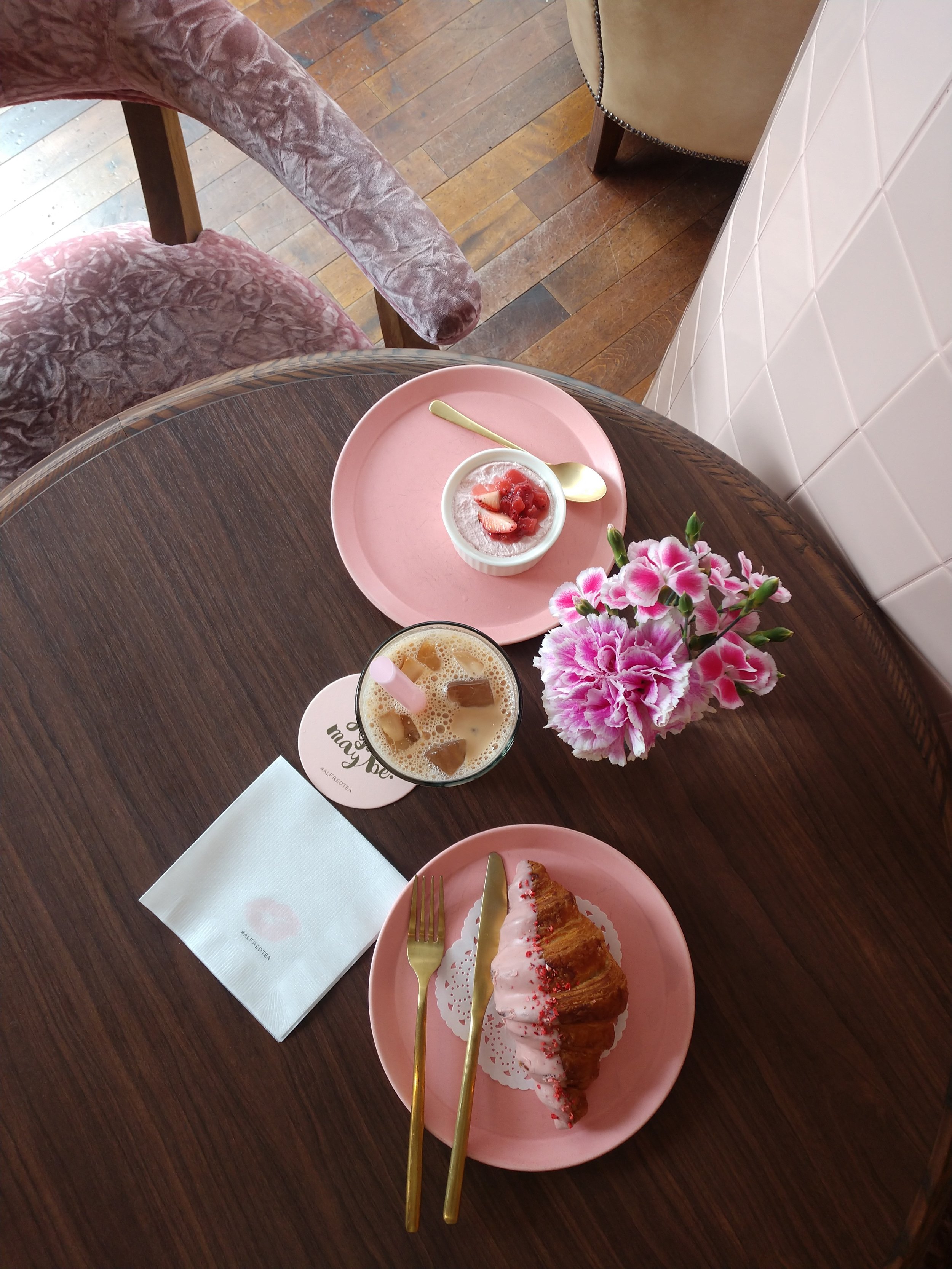 Pink themed breakfast in Tokyo