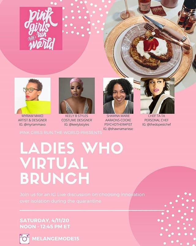 Join us for an IG Live discussion on choosing innovation over isolation during these critical times.  Looking forward to spilling all the #QuaranTea while virtual brunching with these lovely boss ladies tomorrow at noon ET.... who's coming through? .