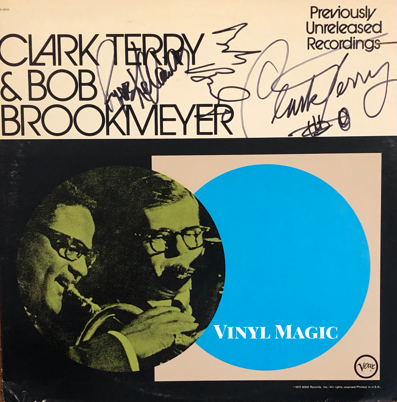 Previously Unreleased Recordings (1973) signed by Roger, Clark Terry, Bob Brookmeyer