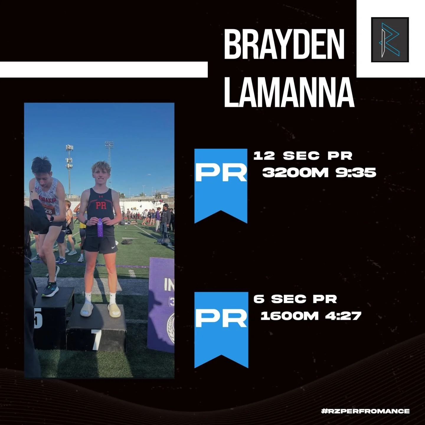 @lamanna_brayden put on a show in Pasco this weekend. 2 new school records, #1 time in the state for 3A in the 3200, and #2 for the 1600. Keep grinding man!! #rzperformancetraining #rzperformance #speedtraining #personaltraining #strengthandcondition