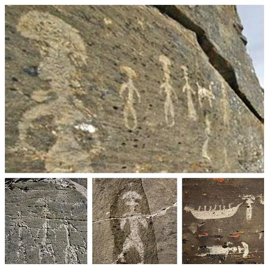 paleolithic petroglyphs from the Chukotka region of Northeastern Siberia. Source link.