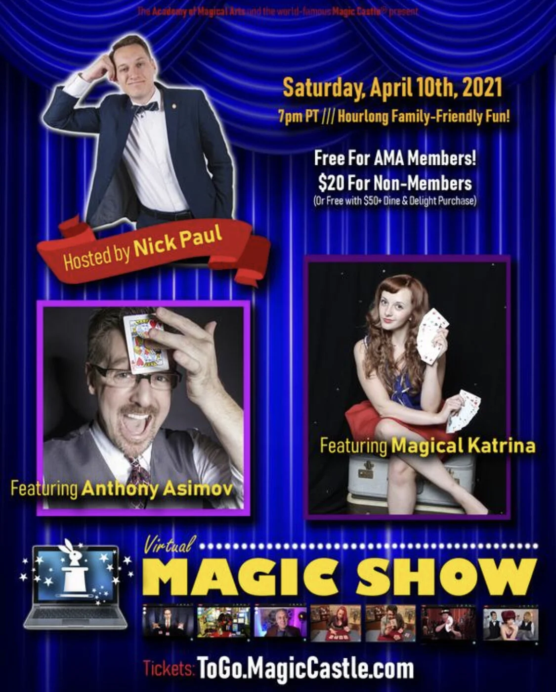 Hire an International Award-Winning Academy of Magical Arts Magician who performs at the Magic Castle Magician Show