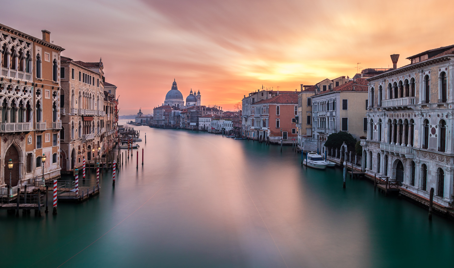 Sunrise over grand canal in Venice