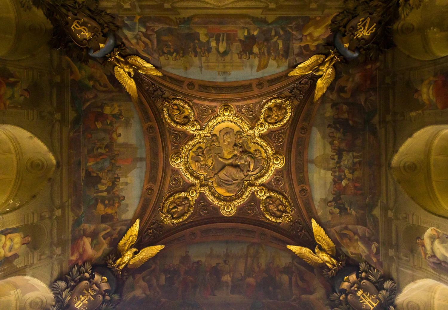 Roof structure inside Louvre Museum 