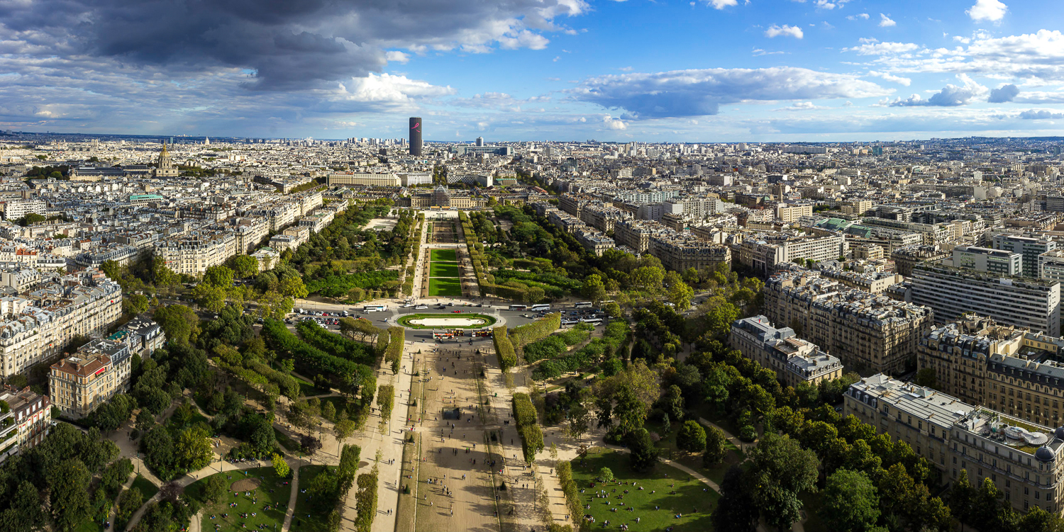 Panoramic view of Paris city from Eiffel Tower