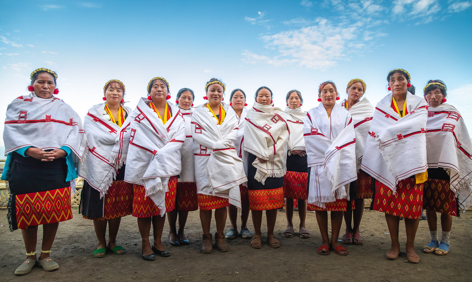 group of tribal woman during hornbill festival in nagaland