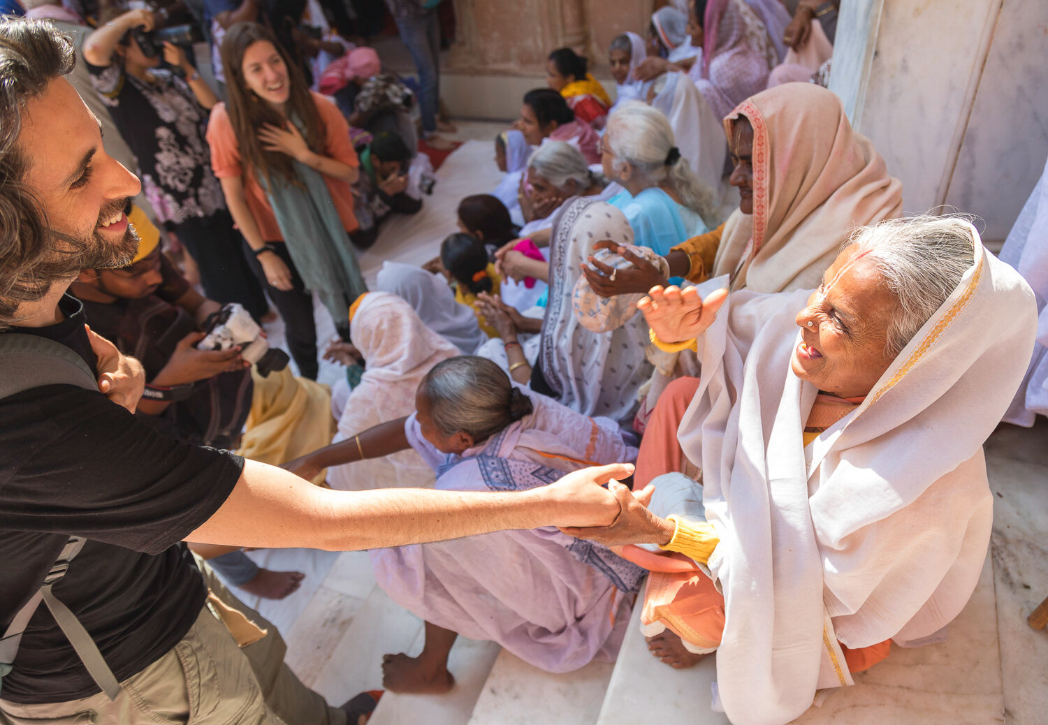 foreign people meeting widows of vrindavan by prathamesh dixit.jpg