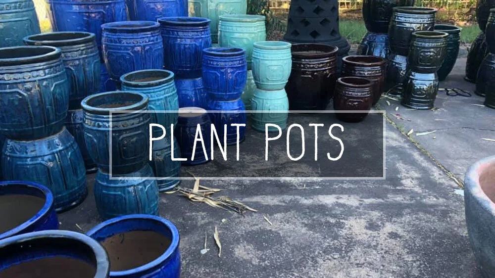 Blue Plant Pots Large Outdoor : Hyphen Tall Glazed Ceramic Planters