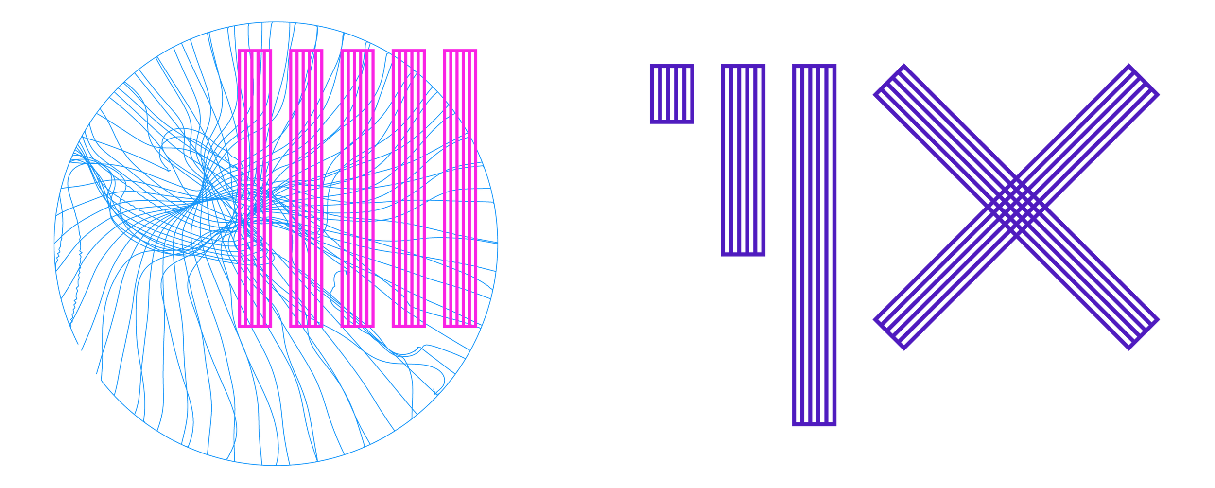 The image features a digital design with a blue spiral pattern on the left, overlayed with pink lines, and stylized text reading "LIT" in purple on the right, against a black background.