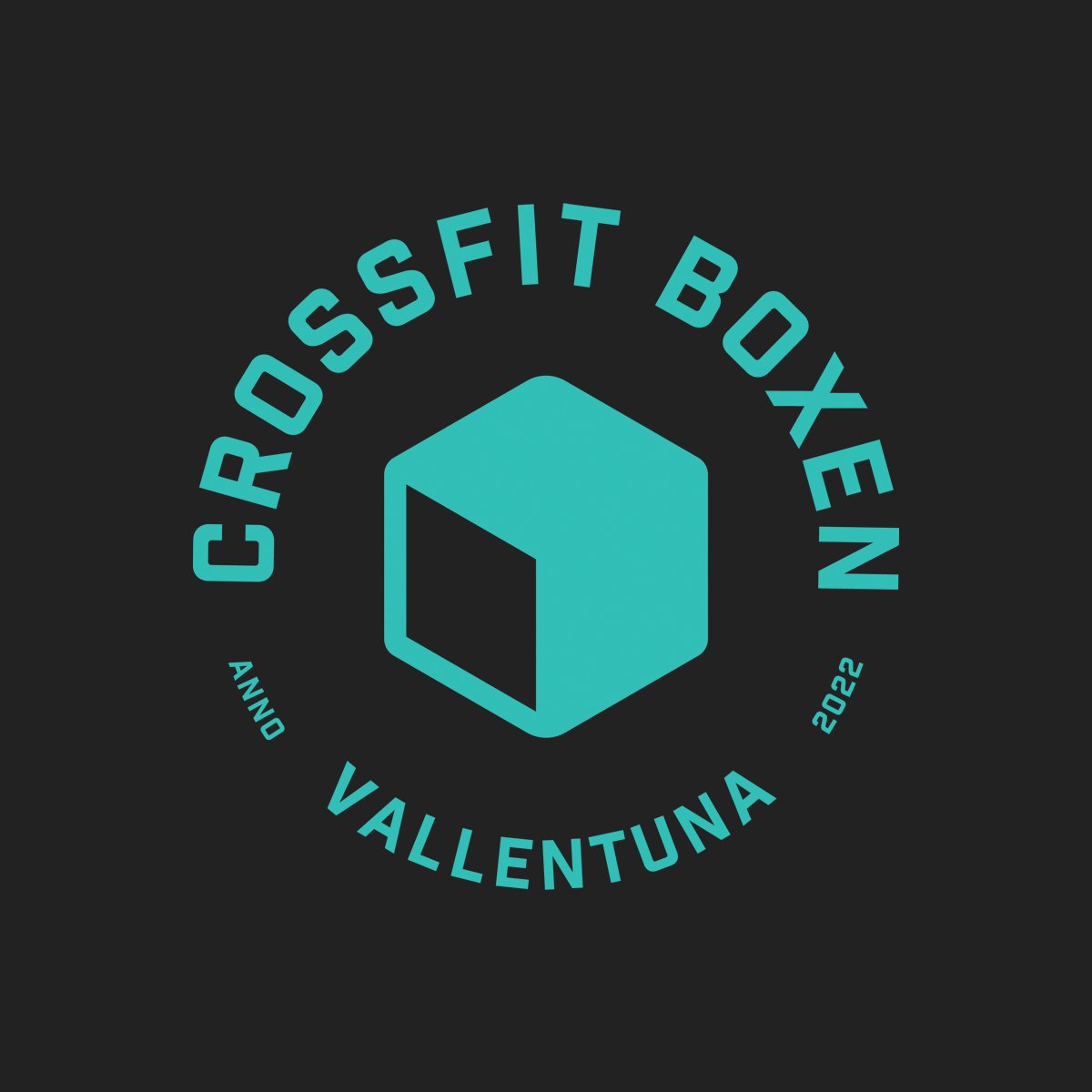 Logo for Crossfit Boxen Vallentuna 2022 featuring a blue 3D box on a dark background.