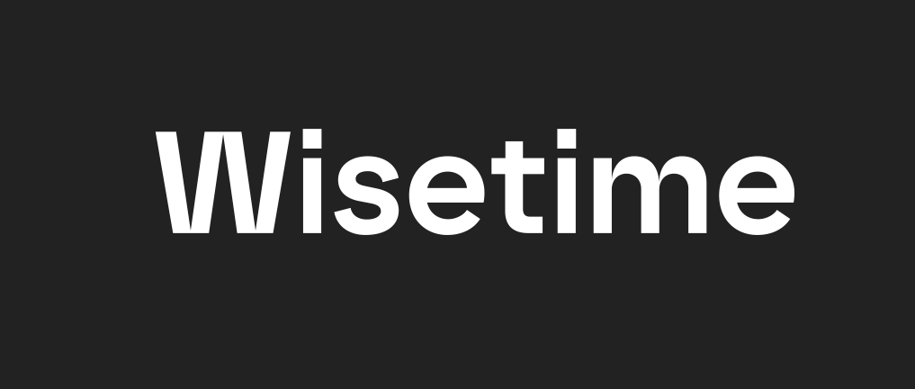 Graphic with the word 'Wisetim' in white text on a black background.