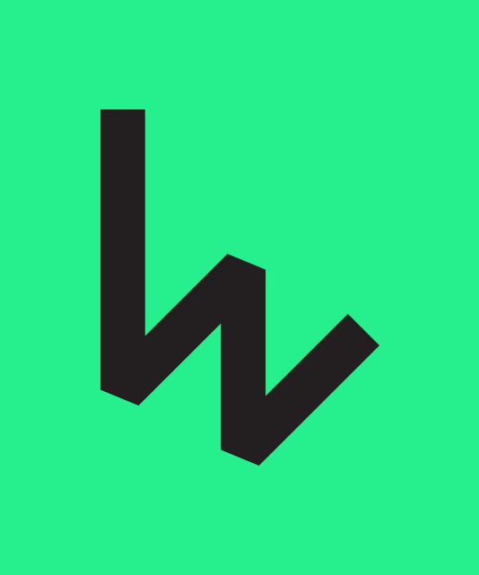 Black stylized W and V letters on a green background.