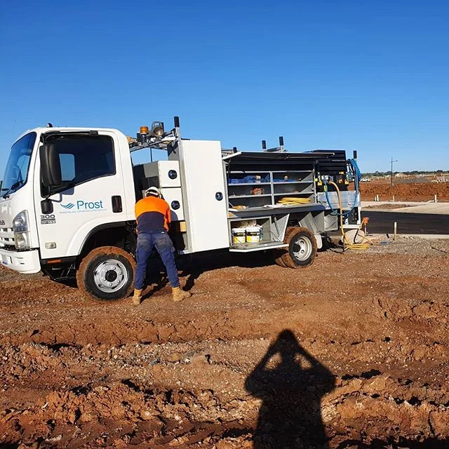 Our new Sewer testing/maintenance trucks first day at Bitu-Mills Accolade Estate Rockbank #keepingyouconnectedunderground #prost #prostvic #rockbank #sewer #sewercontractor #sewerconstruction #landdevelopment #maintenance #livesewersaturdays!