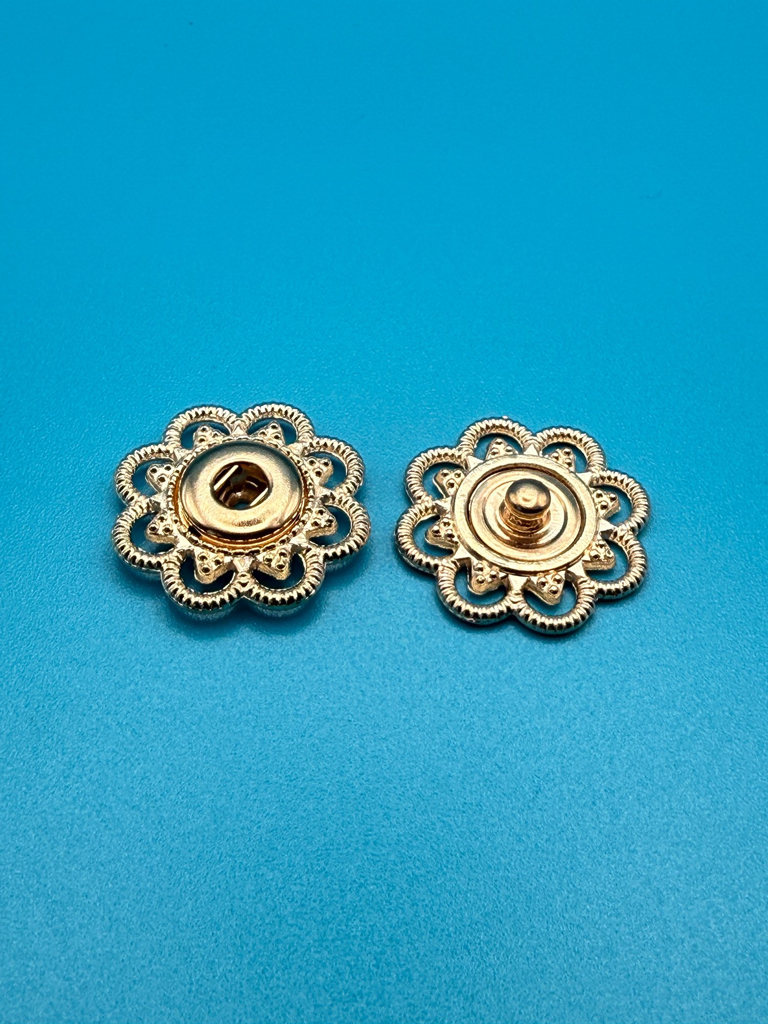 Gold Metal Flower Popper / Snap Fastener (Each)