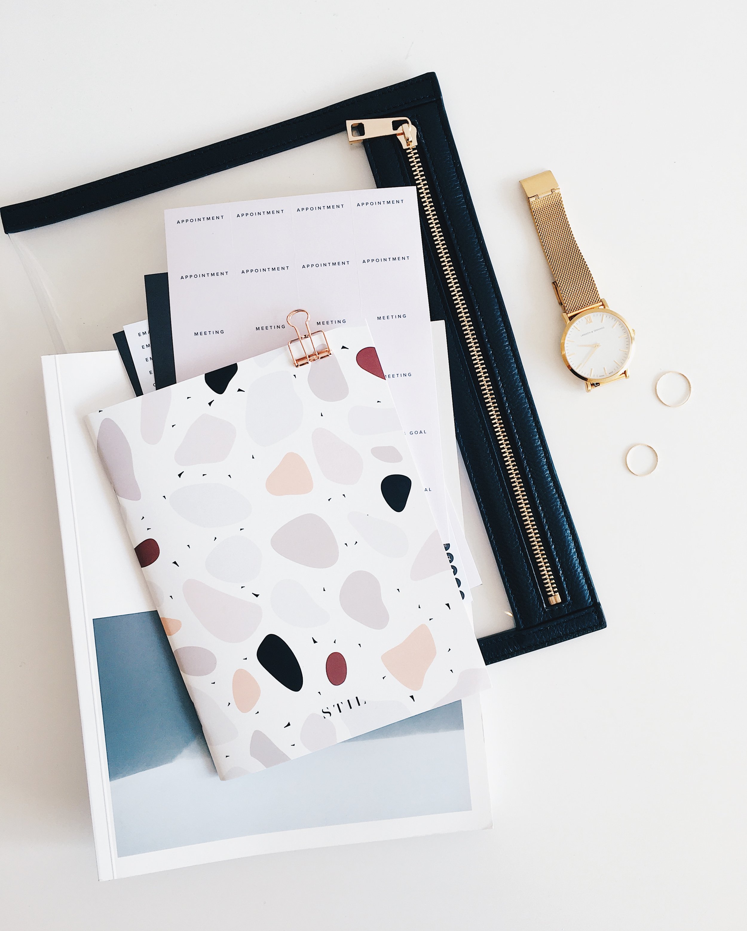 creative lifestyle and productivity blog | tawnimarie.com | notebooks, gold watch, organization