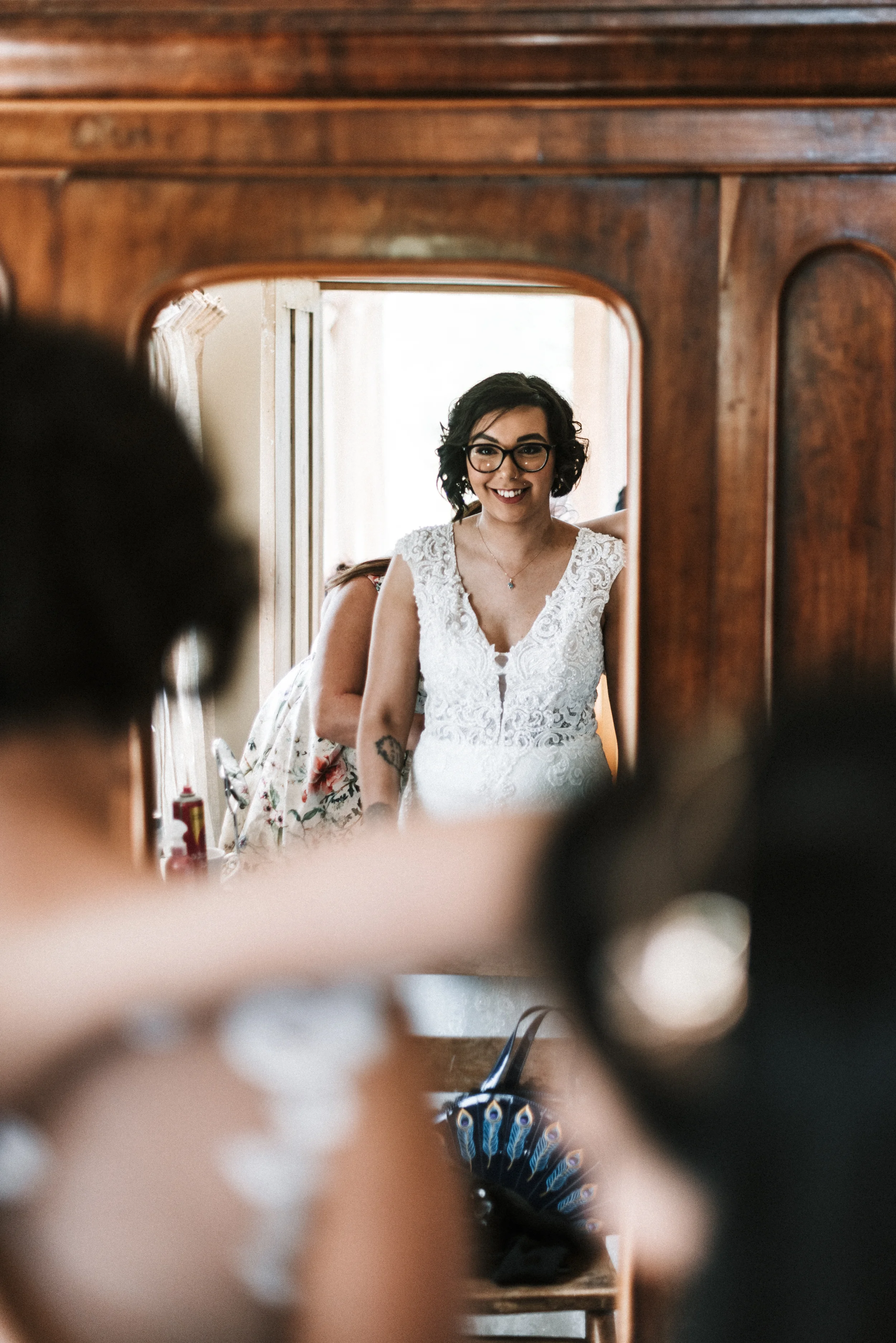 Rustic Wedding Bride Reflection.jpg