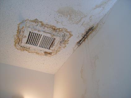 Stains On Ceiling From Faulty HVAC Condensate Drain