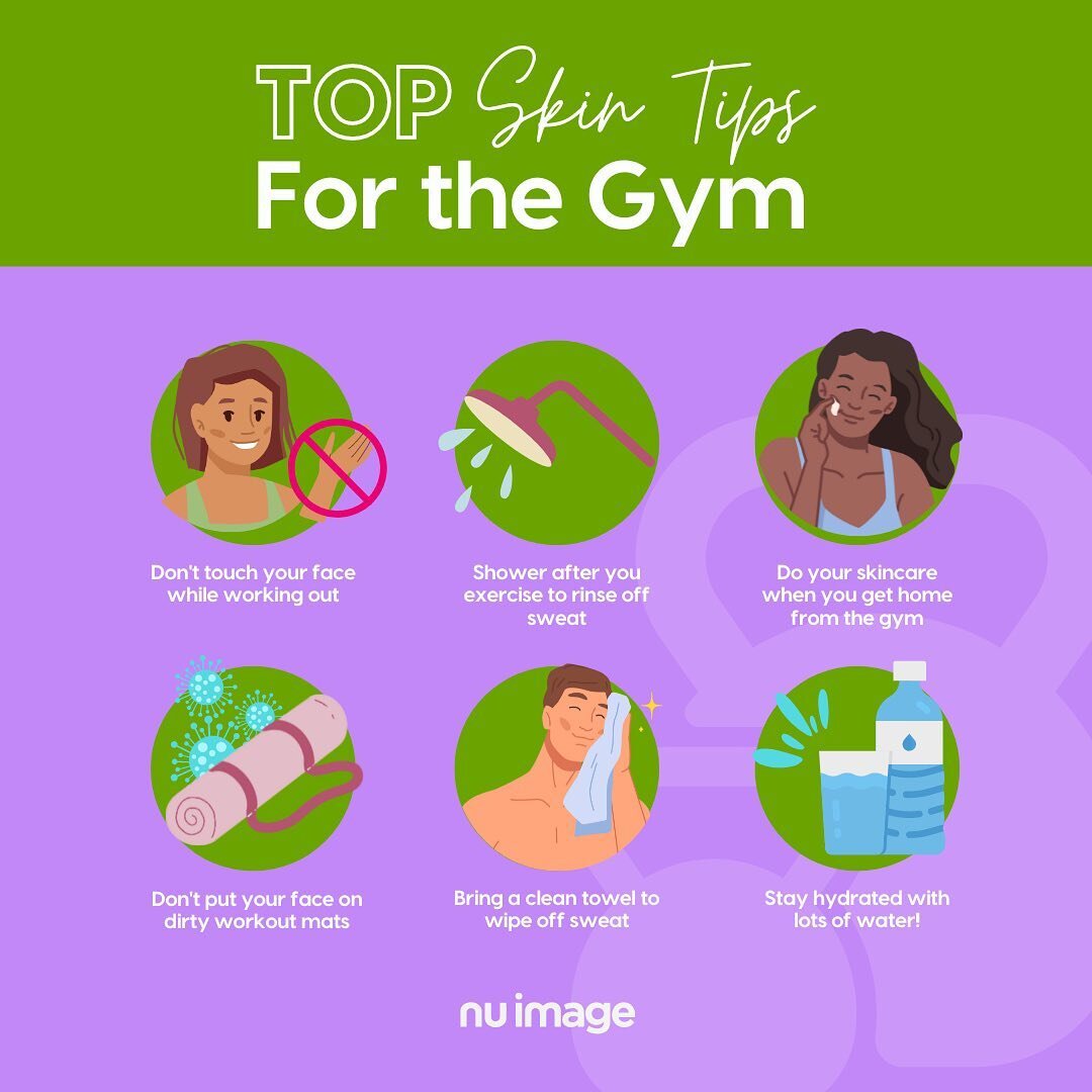 Here are a few simple tips to help take care of your skin while at the gym, and after a work out 🏋🏽👟

Looking to take a deeper dive into your skin health? Come chat with our specialists! Consultations are free, and available Monday through Saturda