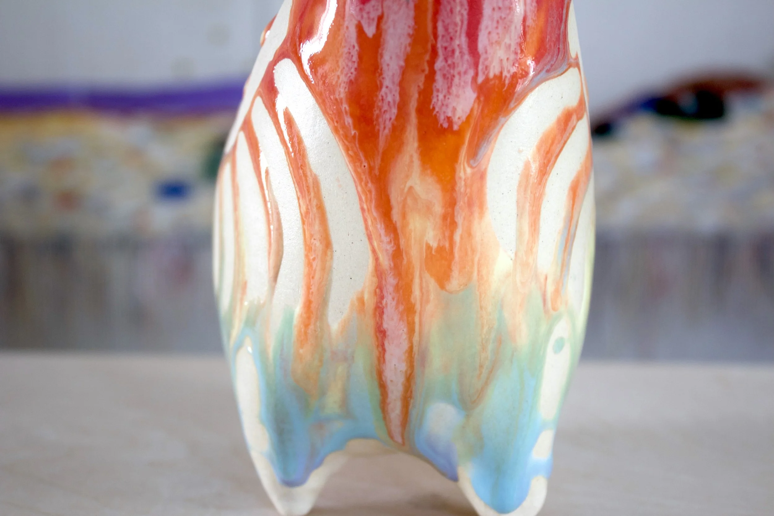 Detail view of the XL Collector Pastel Goo Skeleton White Cat showing sculpted pastel goo and skeleton details.jpeg.jpeg