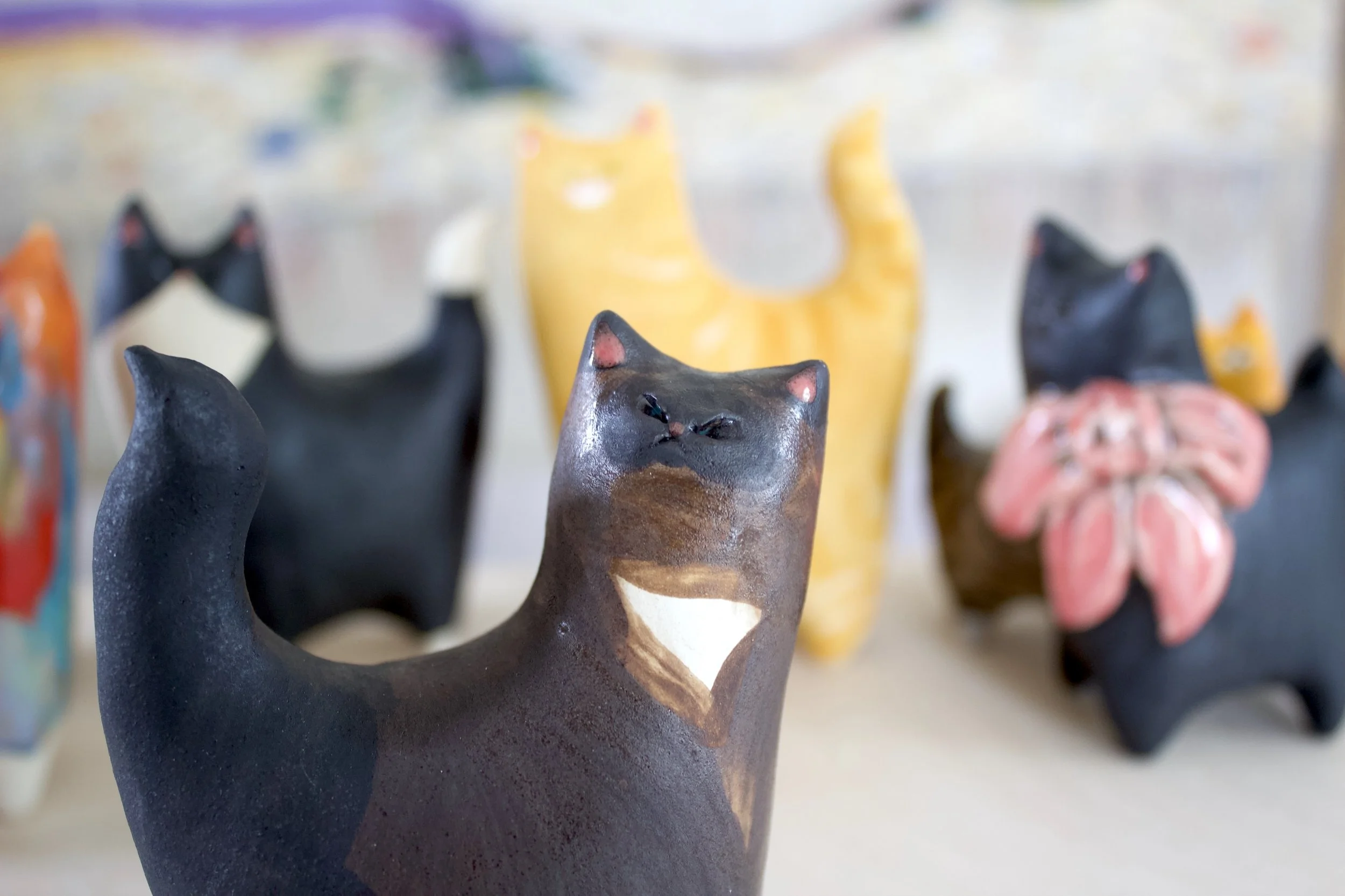 Handmade Chocolate Point Siamese ceramic cat sculpture detail Cat Face.jpeg