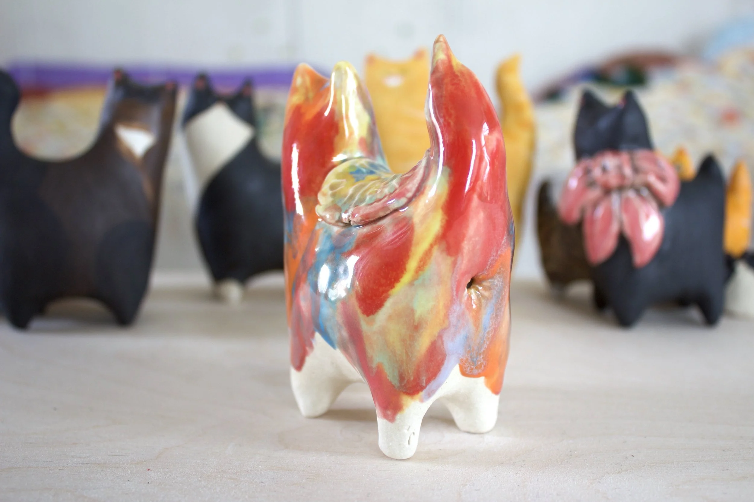 Goo Turtle ceramic sculpture colorful drippy handmade detail.jpeg